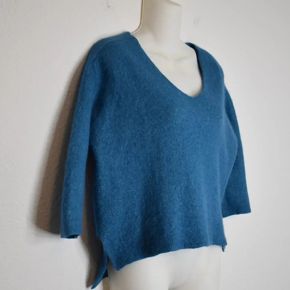 Massimo Dutti Sweater Sz S Crop Boxy Alpaca Wool Blend Crop 3/4 Sleeve Boho - Picture 4 of 15